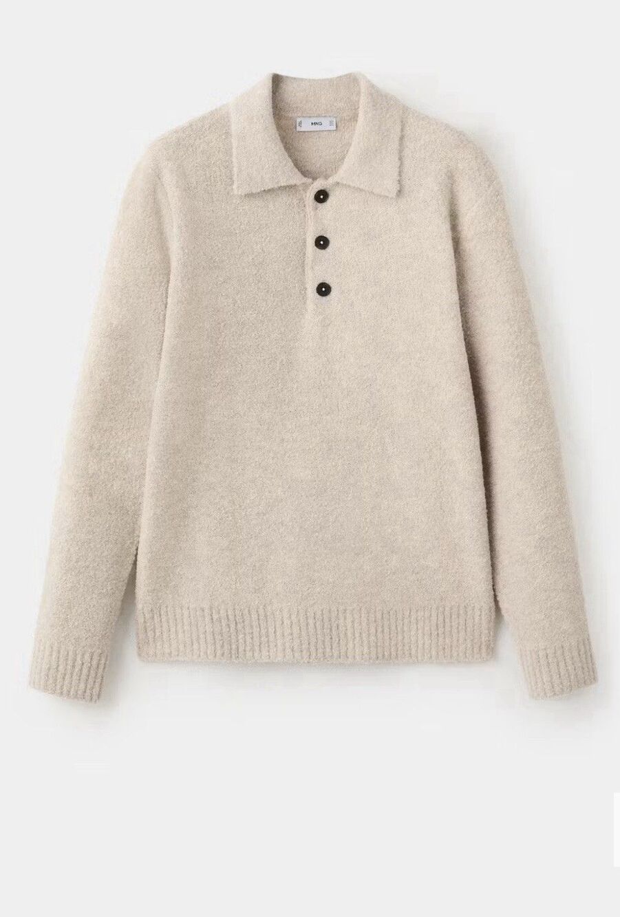 MNG by Mango Beige Oversized Pullover Collared Sweater Size Medium